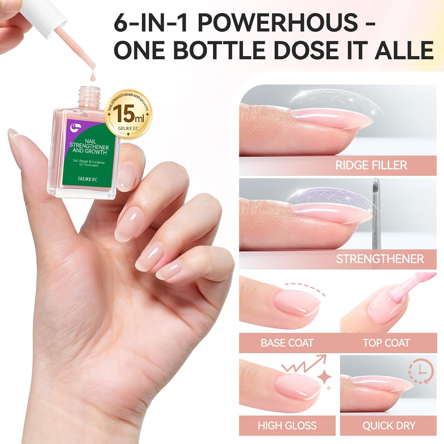 Detalle 2 de gelike ec Nail Strengthener Nude Blush