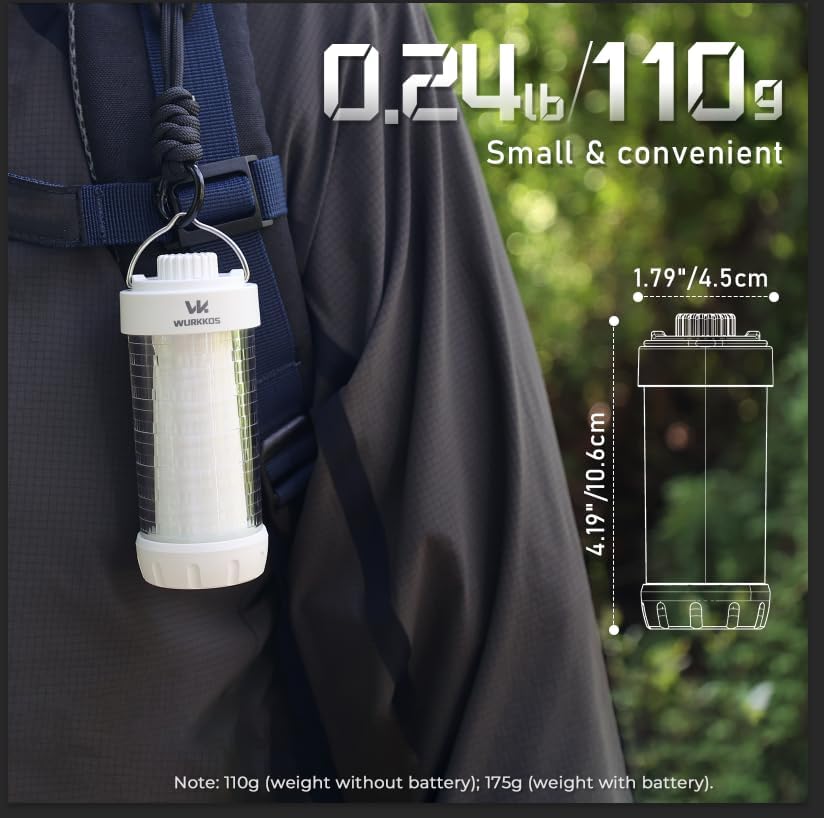 Detalle de Wurkkos CL01 Rechargeable Camping Lantern, 550-Lumen, RGB, Dimmable, IP66