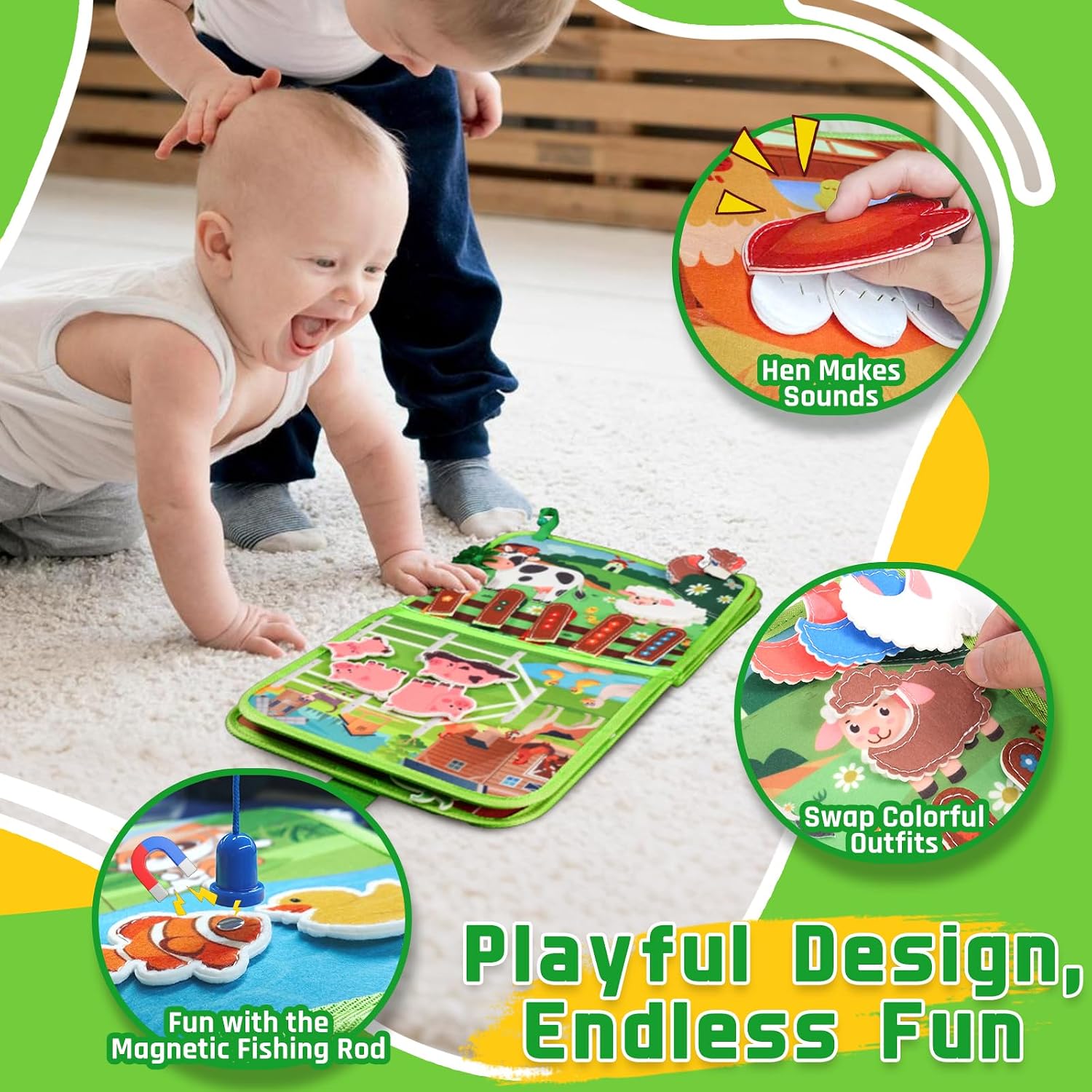 Detalle de ZOOI Montessori Busy Board Quiet Book (9-in-1) for 1–3 Year Olds
