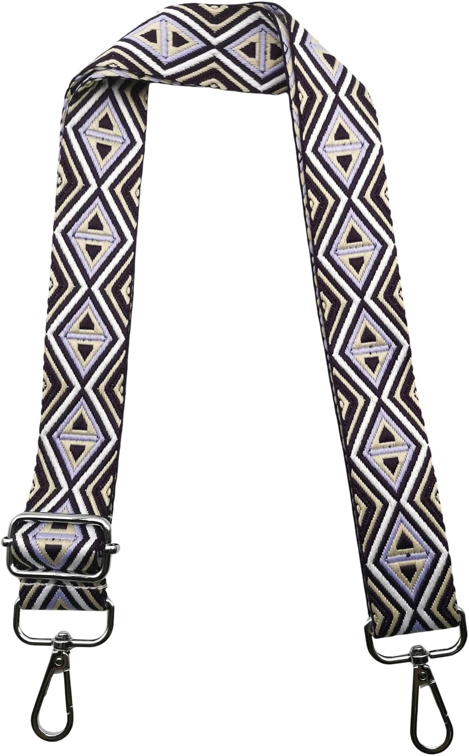 Thumbnail 4 de Shoulder Strap for Bags: Adjustable 3.8 cm Wide with Silver Buckle (Beige/Dark Purple) – M21