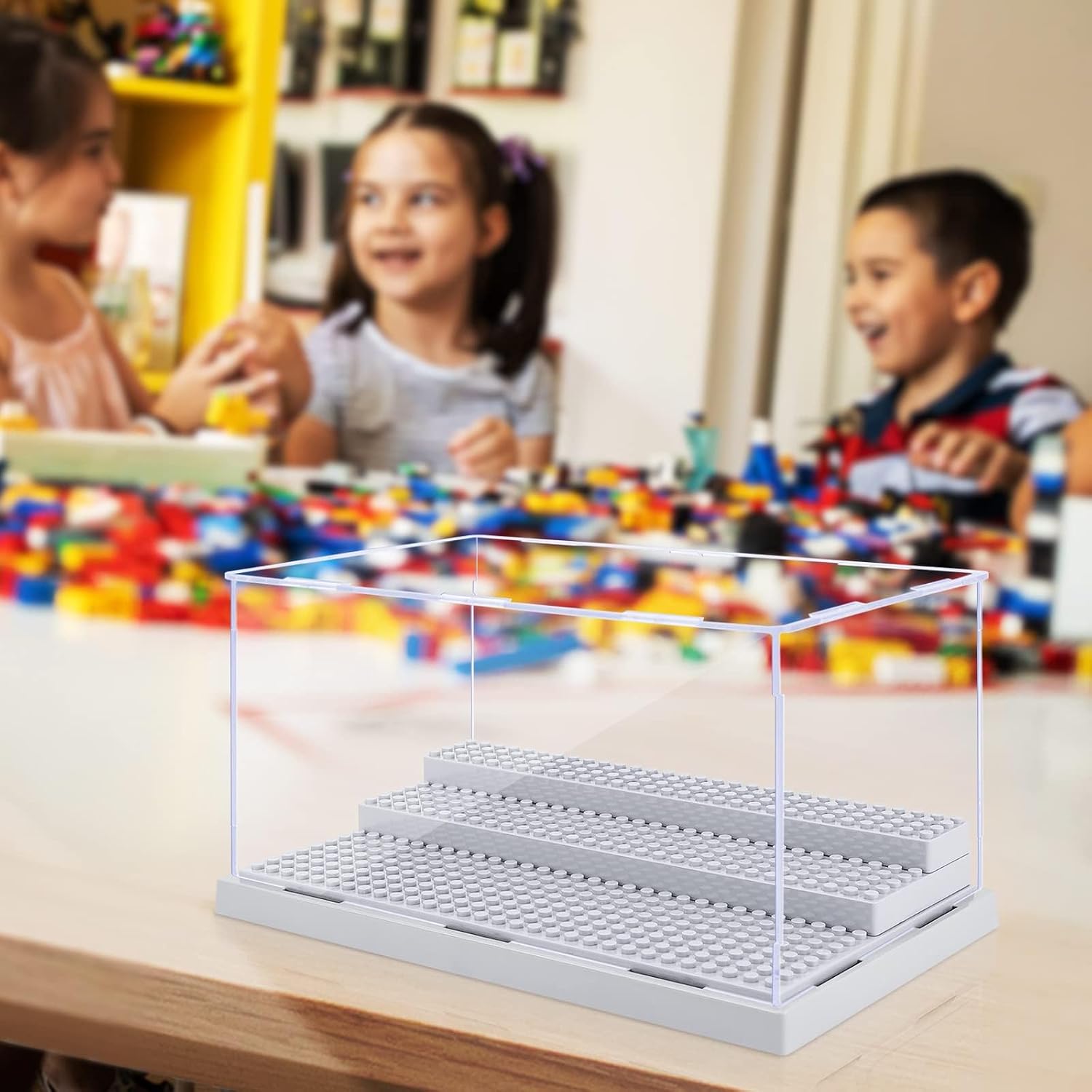 Thumbnail 5 de Mlikero 2 Pack Minifigure Display Case – Clear Grey Acrylic 3-Step Display for Action Figures and Bricks