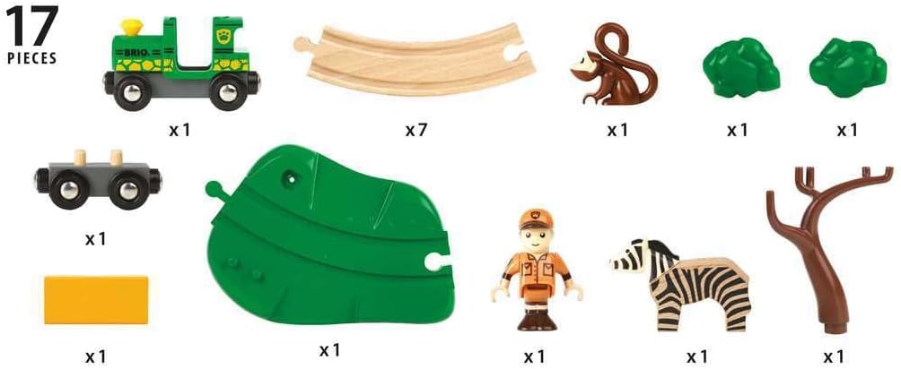 Detalle de BRIO World Safari Train Set for Kids (Age 3+) – Wooden Railway Track & Magnetic Accessories