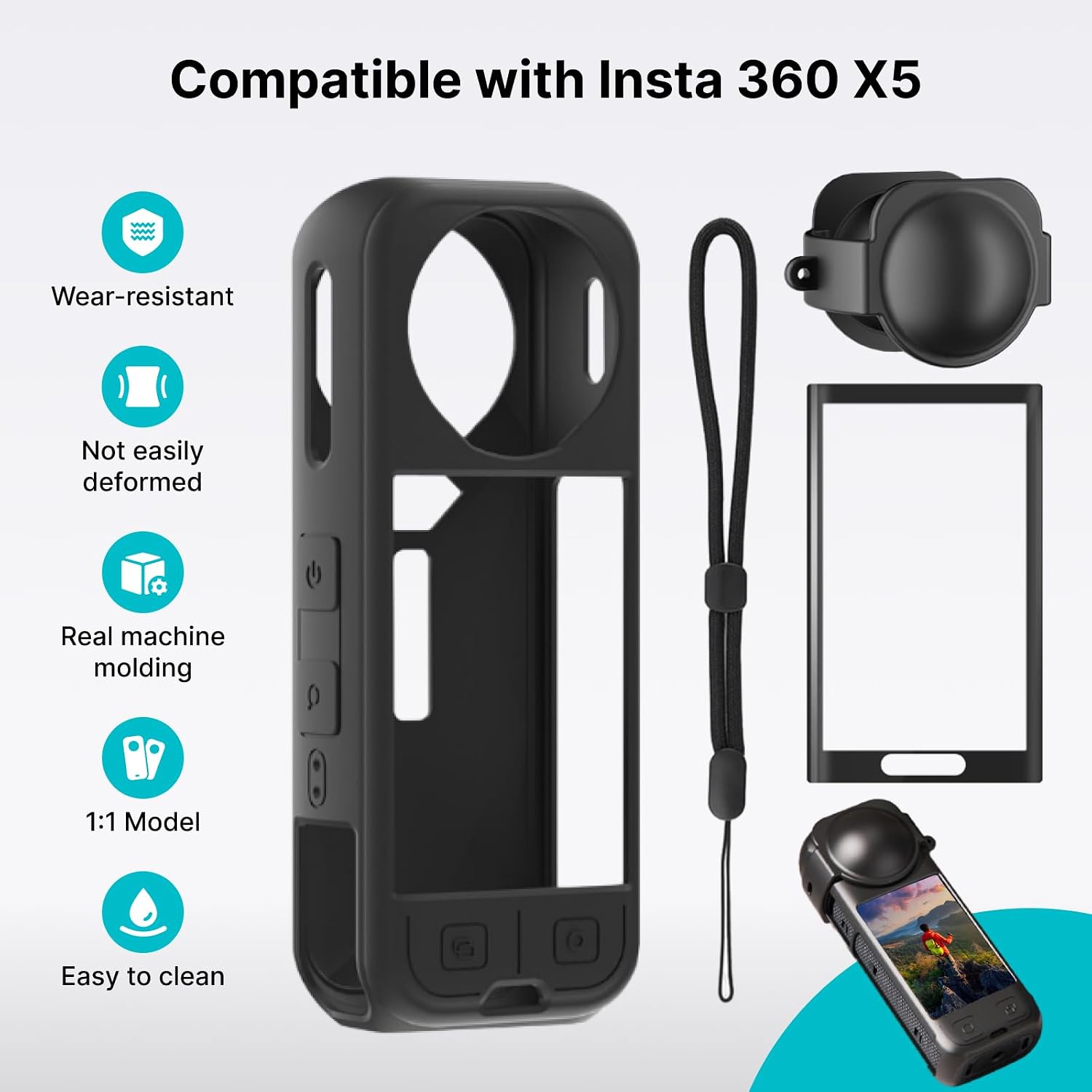 Detalle 2 de YEHOLDING 4-in-1 case for Insta360 X5 accessories