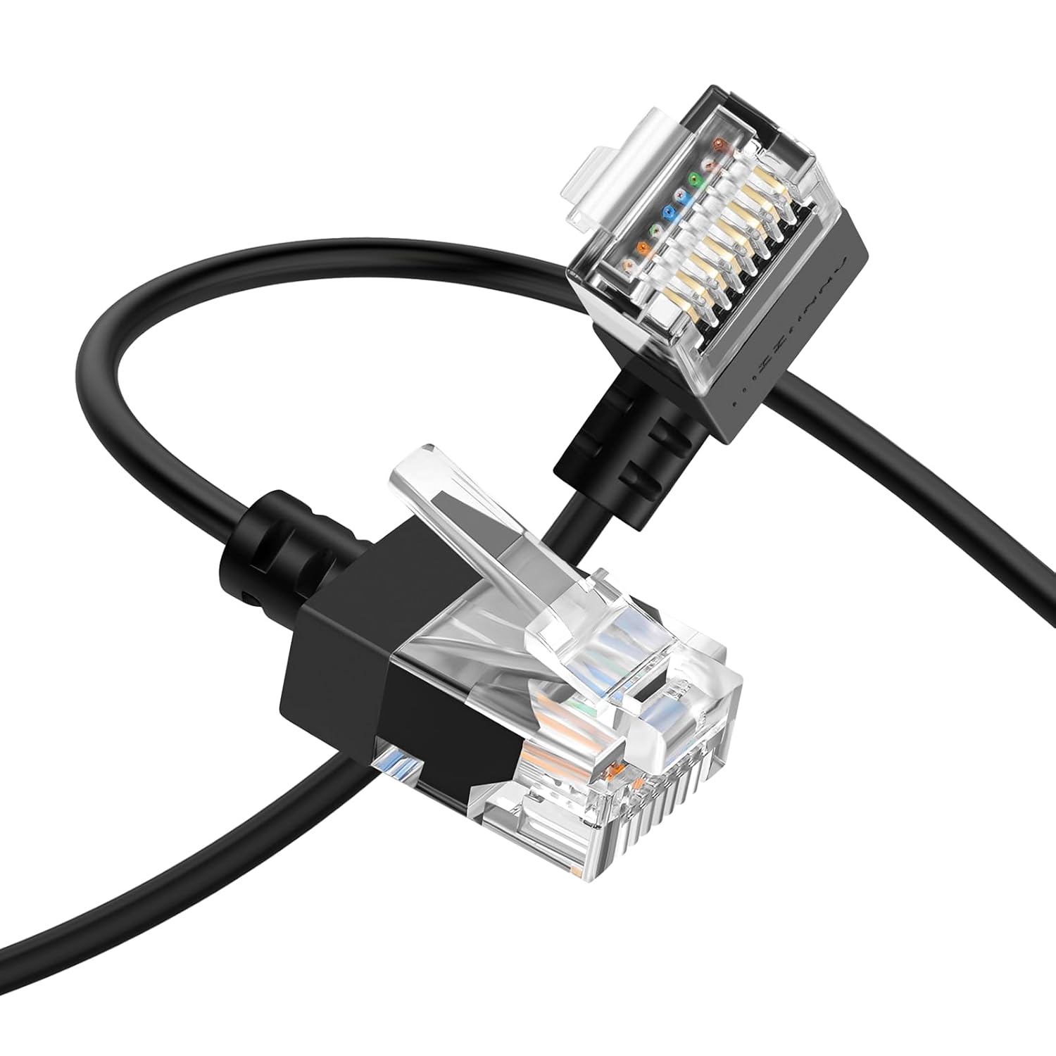 Detalle de Thzzhnno Cat6A 90° Right Angled Ethernet Cable – 10m, Ultra Slim and Flexible