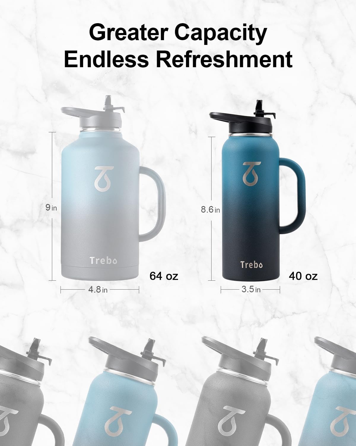 Thumbnail 5 de Trebo 1.2 L Insulated Water Bottle with Handle – Indigo Black