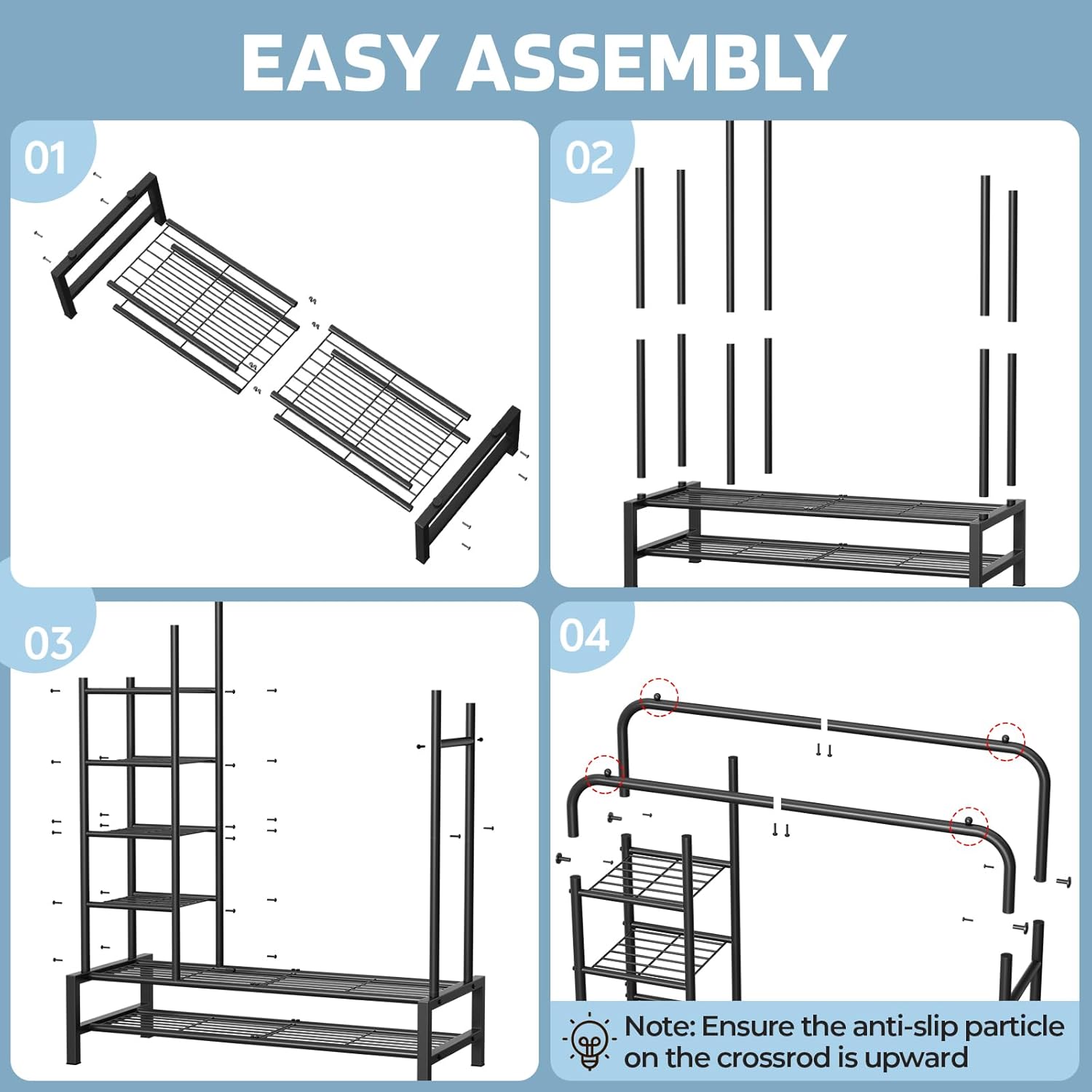 Thumbnail 5 de ZHKINGGS Clothes Rail for Bedroom – 100kg Freestanding Double Rack with Shelves & Coat Hooks