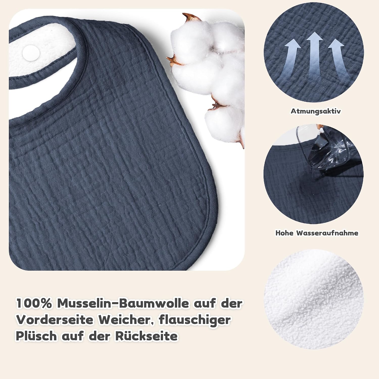 Detalle 2 de Susurration Lätzchen Musselin 6er Pack 🧣