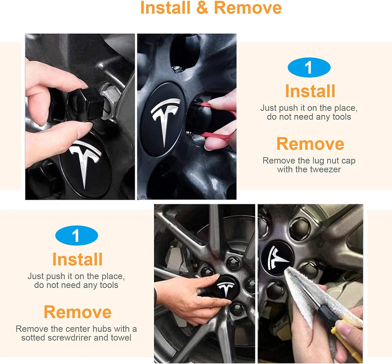 Detalle 2 de RUIZHI Tapas tuerca rueda para Tesla Model 3 S X (negro)