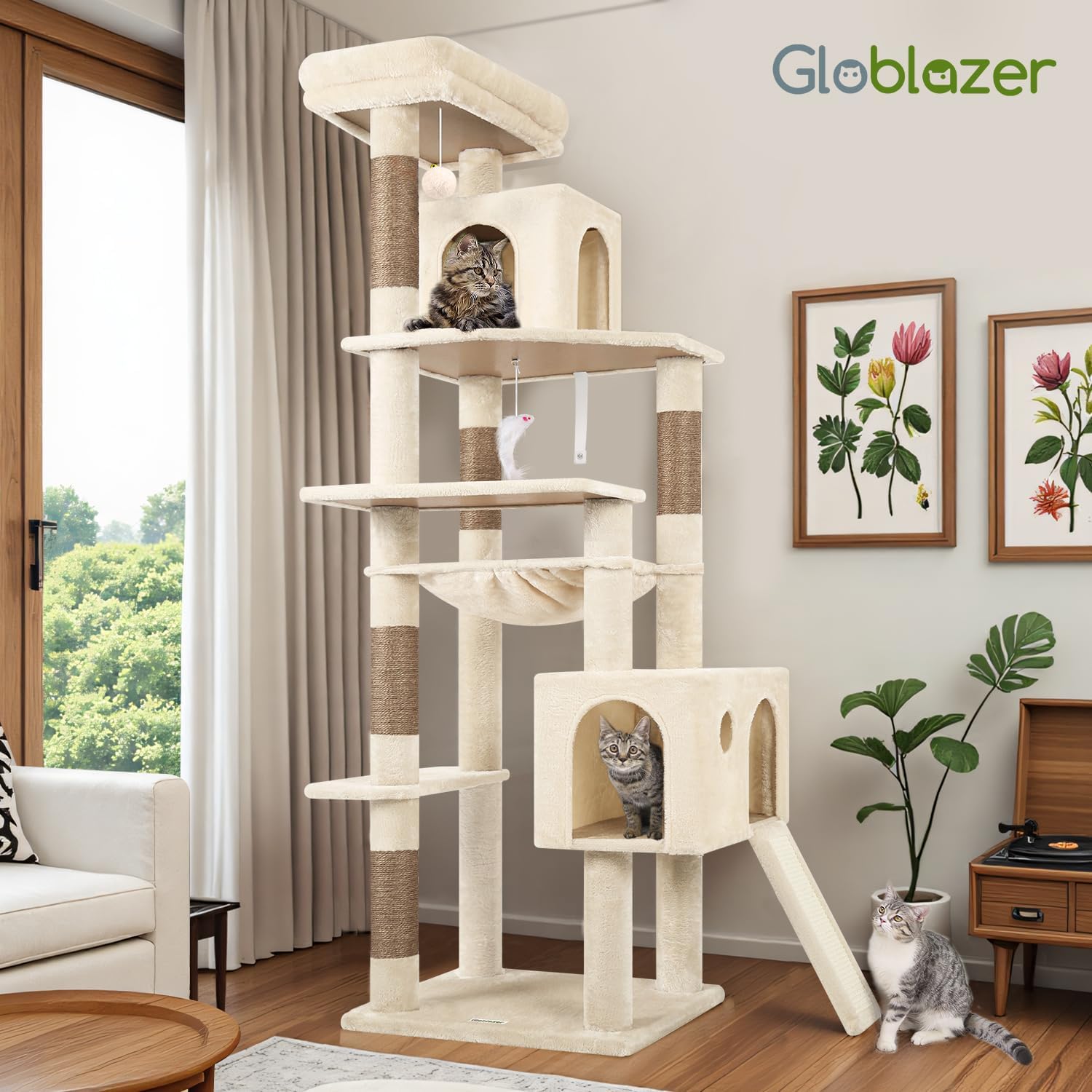 Thumbnail 6 de Globlazer F70 Pro 70-Inch Cat Tree with Sisal Scratching Posts and Hammock