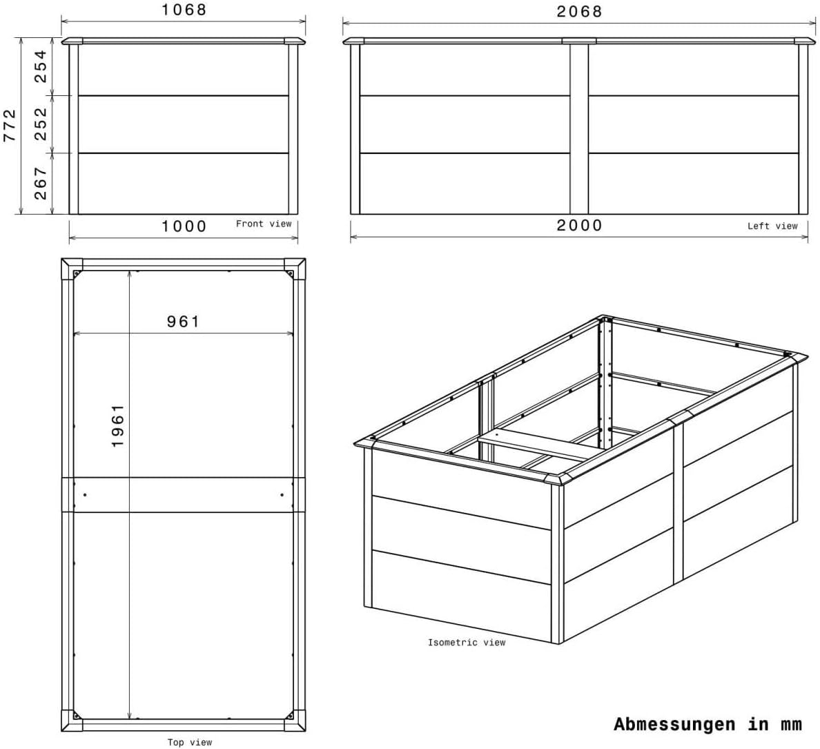 Thumbnail 5 de Metzler Hochbeet für den Garten in Anthrazit (206 x 106 x 77 cm) mit integriertem Schneckenschutz