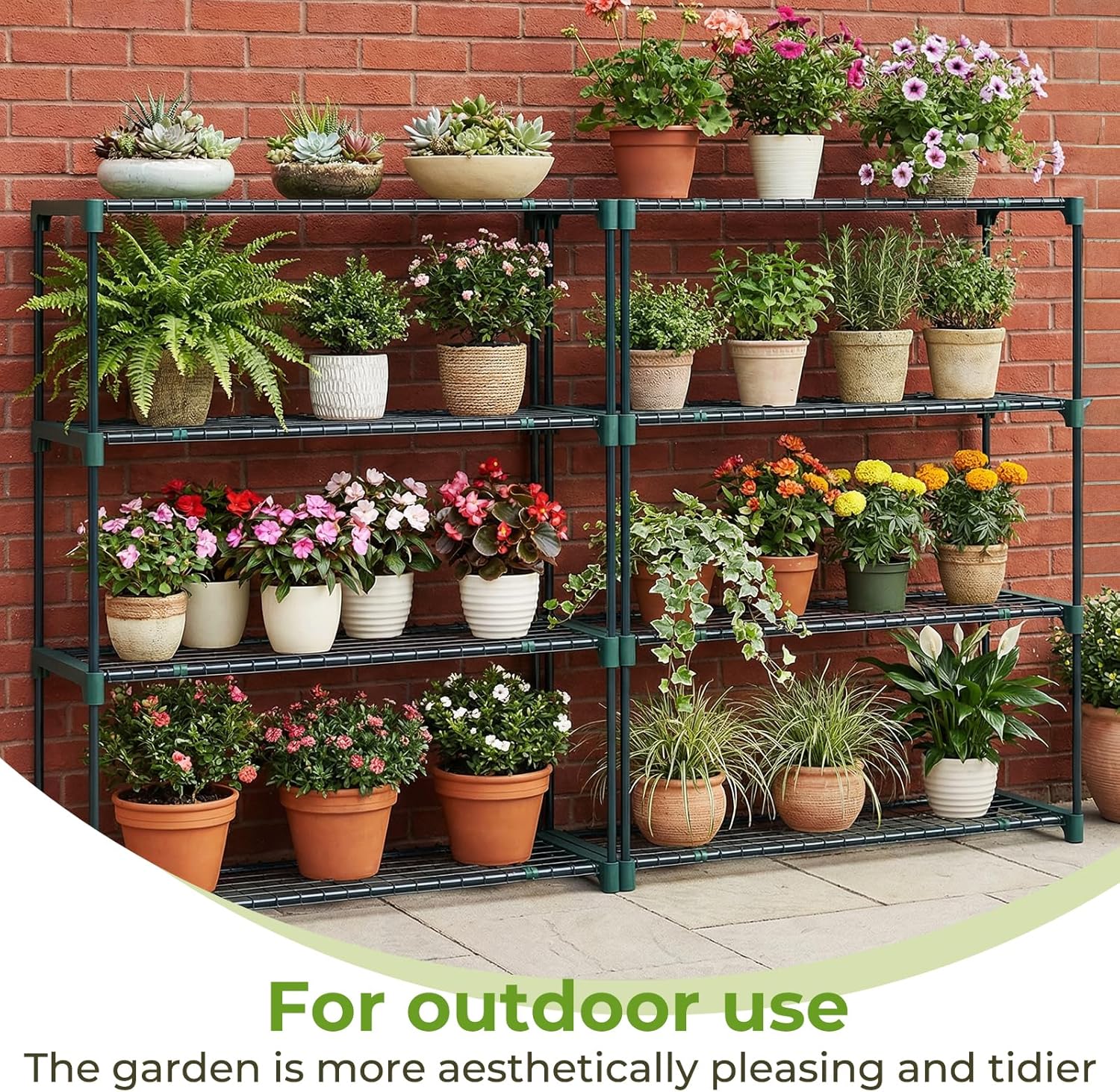 Thumbnail 2 de Ohuhu 4-Tier Plant Greenhouse Shelving (2 Pack) – Extra-Wide Portable Metal Plant Stand, 106 x 90.5 x 30.5cm