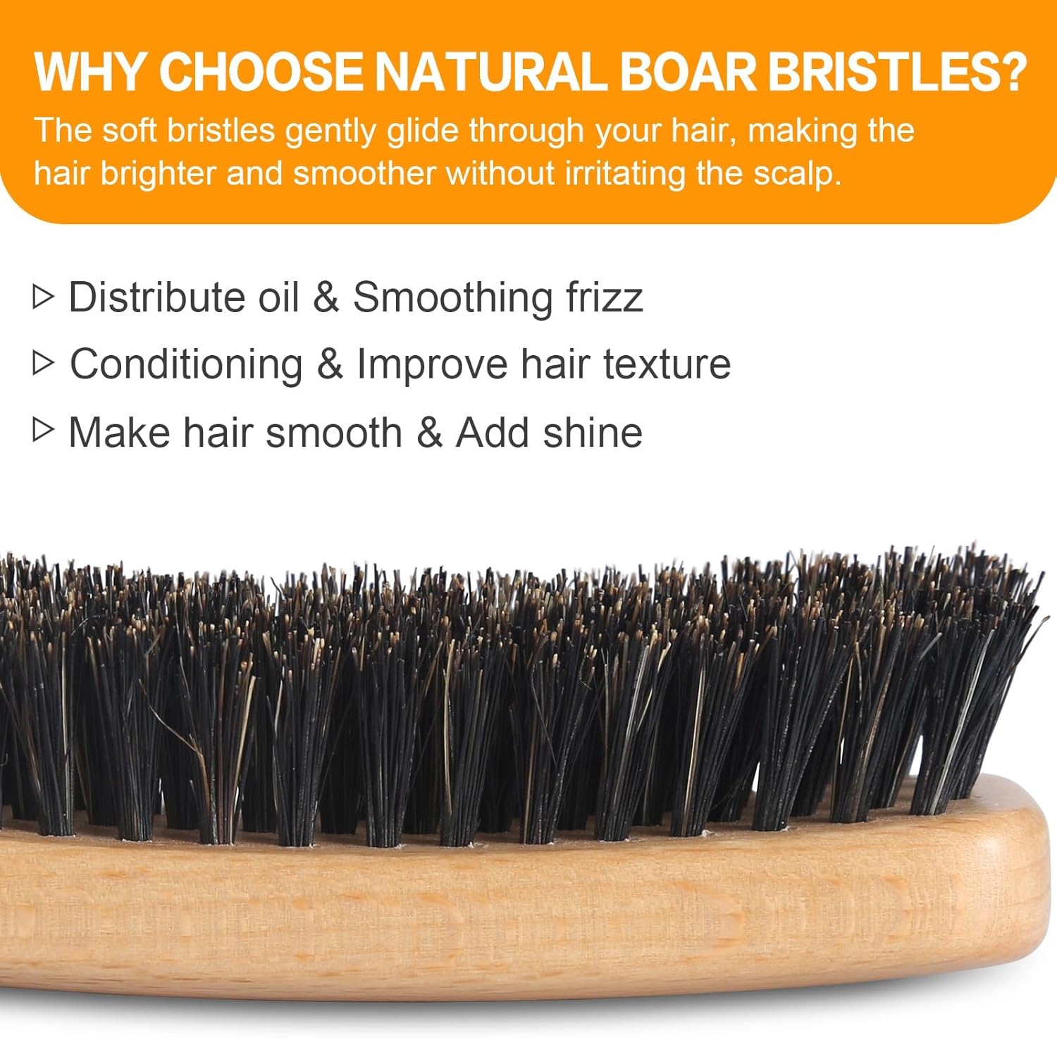 Thumbnail 1 de BESTOOL brosse à cheveux en poils de sanglier (poignée en noyer noir) pour femmes, hommes et enfants