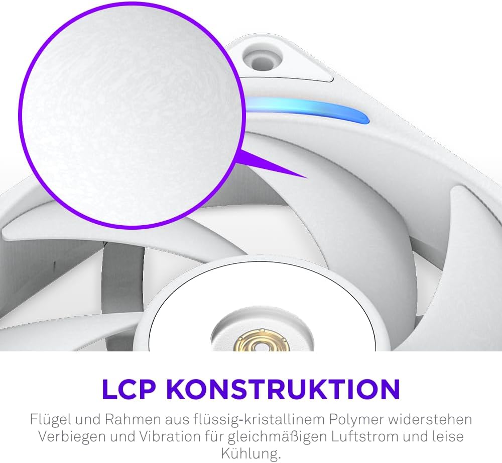 Detalle de NZXT F120X Performance-Lüfter – 120 mm PWM RGB, LCP-Rahmen, Magnetisches Fluid-Dynamic-Lager, 30 mm Dicke