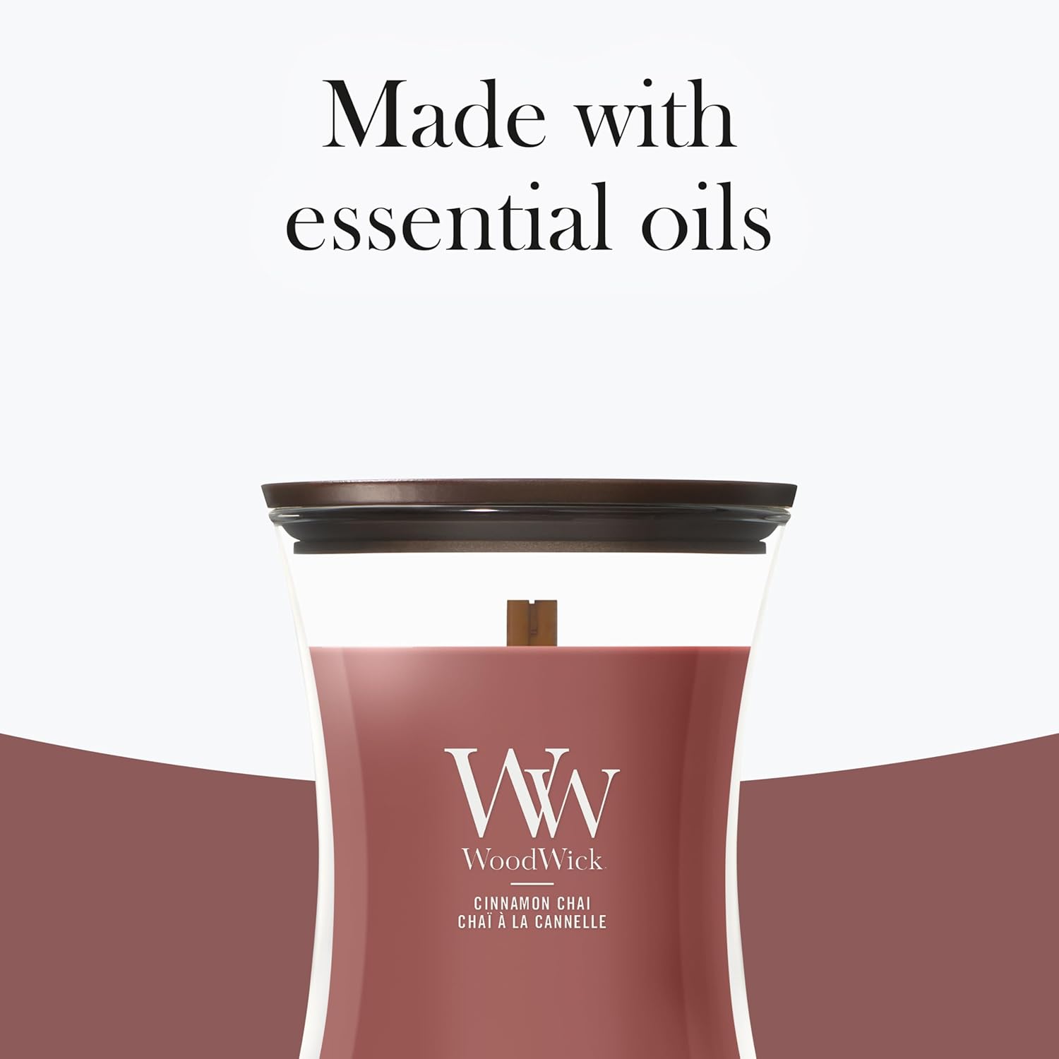 Detalle de WoodWick bougie parfumée moyenne avec mèche en bois crépitante — Chaï à la cannelle