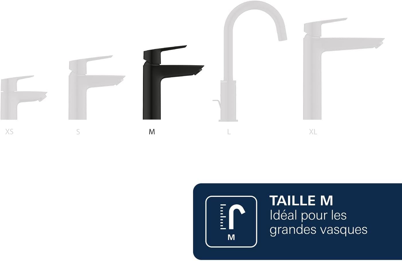 Thumbnail 6 de GROHE Dice – Mitigeur Lavabo Monocommande Noir Mat, Taille M, avec QuickTool (1018332430)