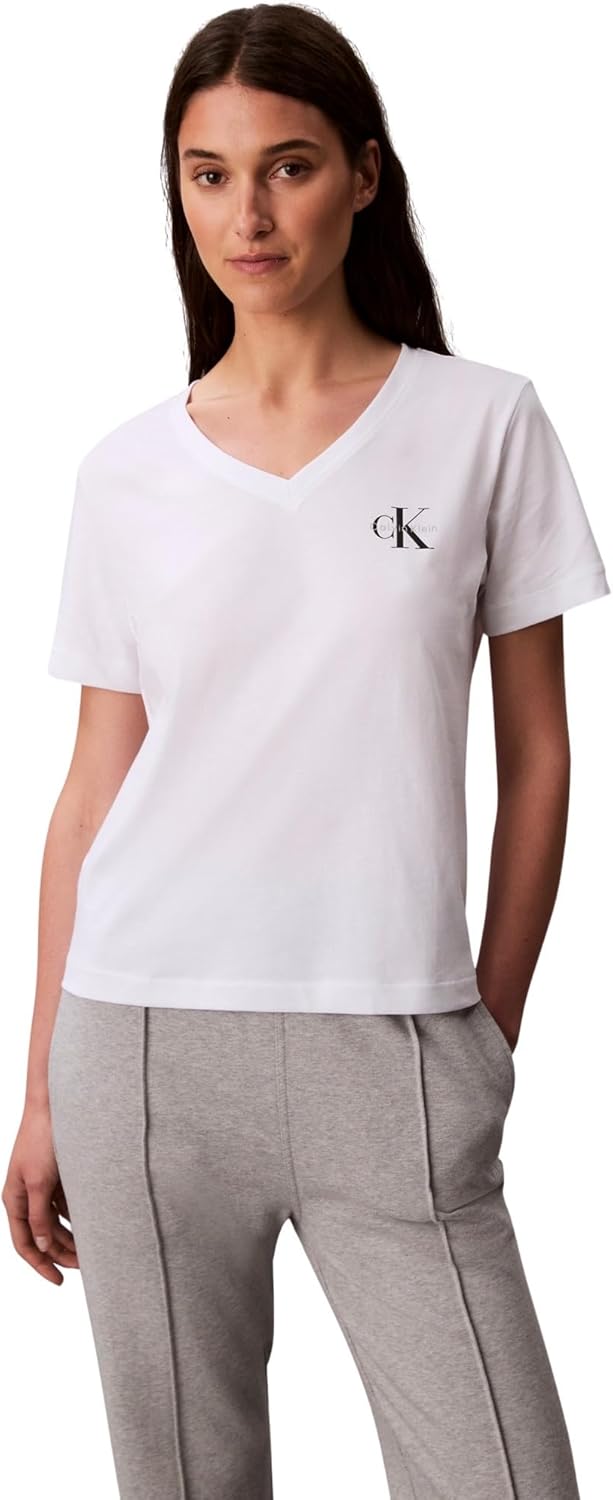 Thumbnail 1 de Calvin Klein Damen 2er Pack T-Shirts Kurzarm Logo Tee mit V-Ausschnitt
