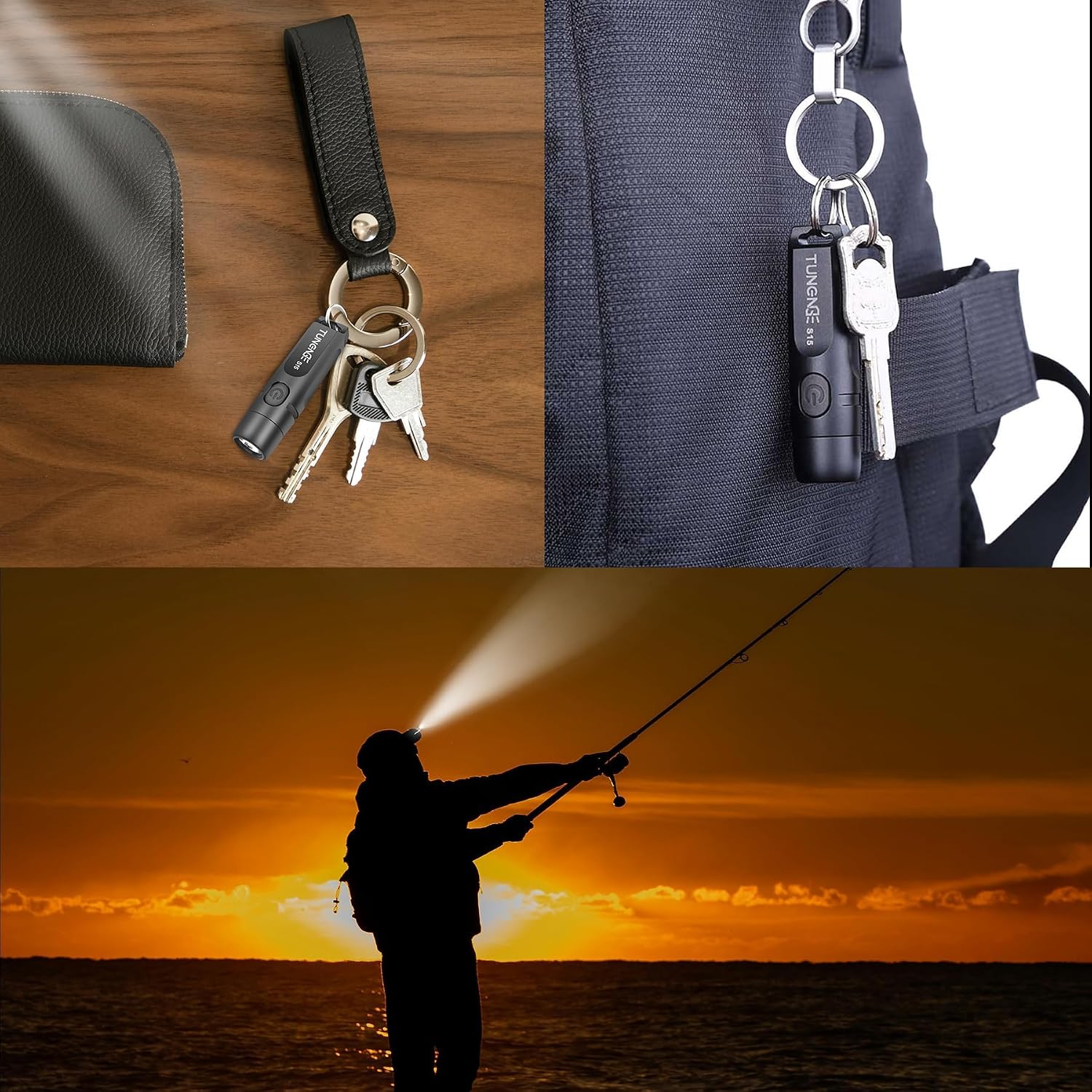 Detalle 2 de TUNENGE S15-Black Rechargeable Keychain Flashlight, 650 Lumens