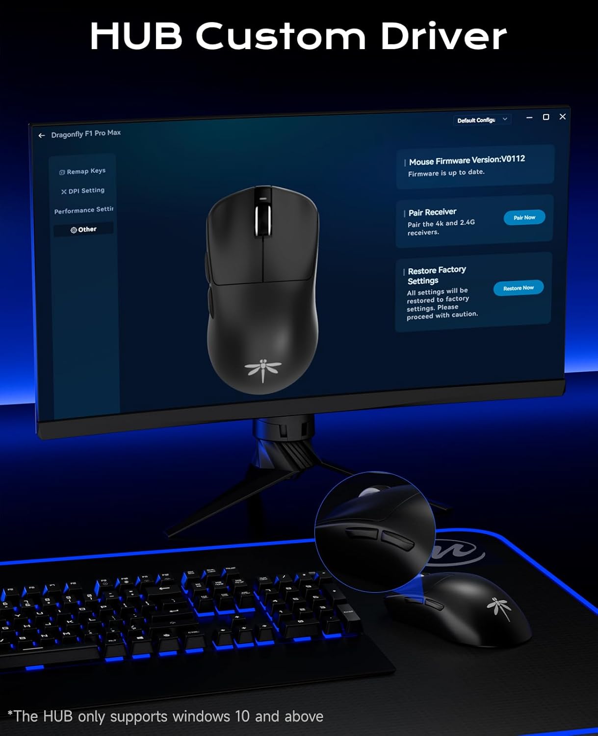 Thumbnail 2 de VGN Dragonfly F1 Pro Max Wireless Gaming Mouse (PAW3395, up to 4000Hz) — Black