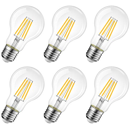 Detalle de LVWIT Bombillas LED E27 de Filamento A60 (Gordo) – 40W equivalentes, 2700K, pack 6