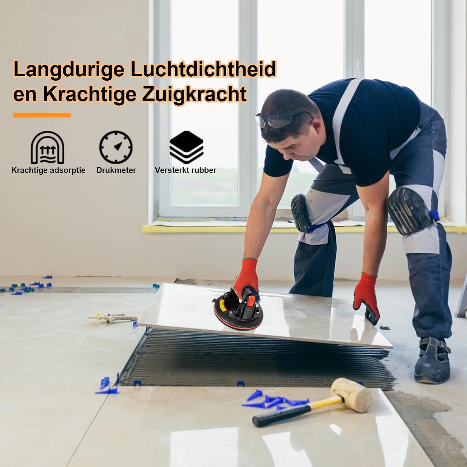 Detalle 2 de TQPXZO set van 2 vacuümheffers van 8 inch met manometer, max. 230 kg