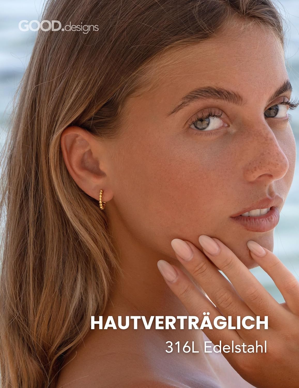 Detalle 2 de GD GOOD.designs Creolen aus Edelstahl für Damen mit Kugeln (15 mm) – wasserfest & hypoallergen