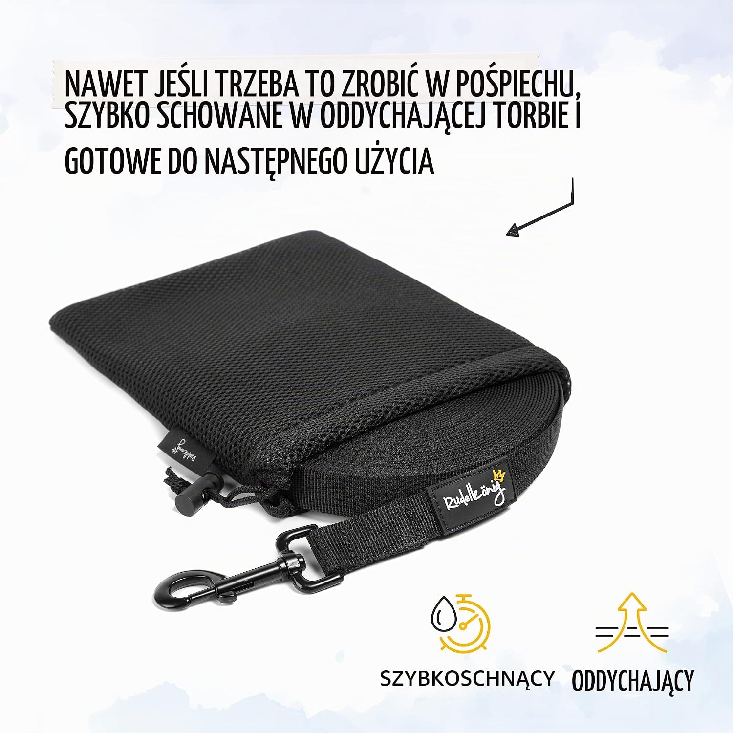 Detalle 2 de Rudelkönig smycz treningowa dla psa 5 m z nylonu, wyściełanym uchwytem i karabińczykiem