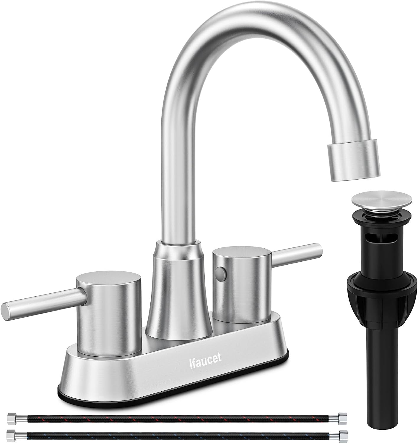 Detalle de Ifaucet Bathroom Faucet, 4-Inch Centerset, Brushed Nickel, Dual Handles