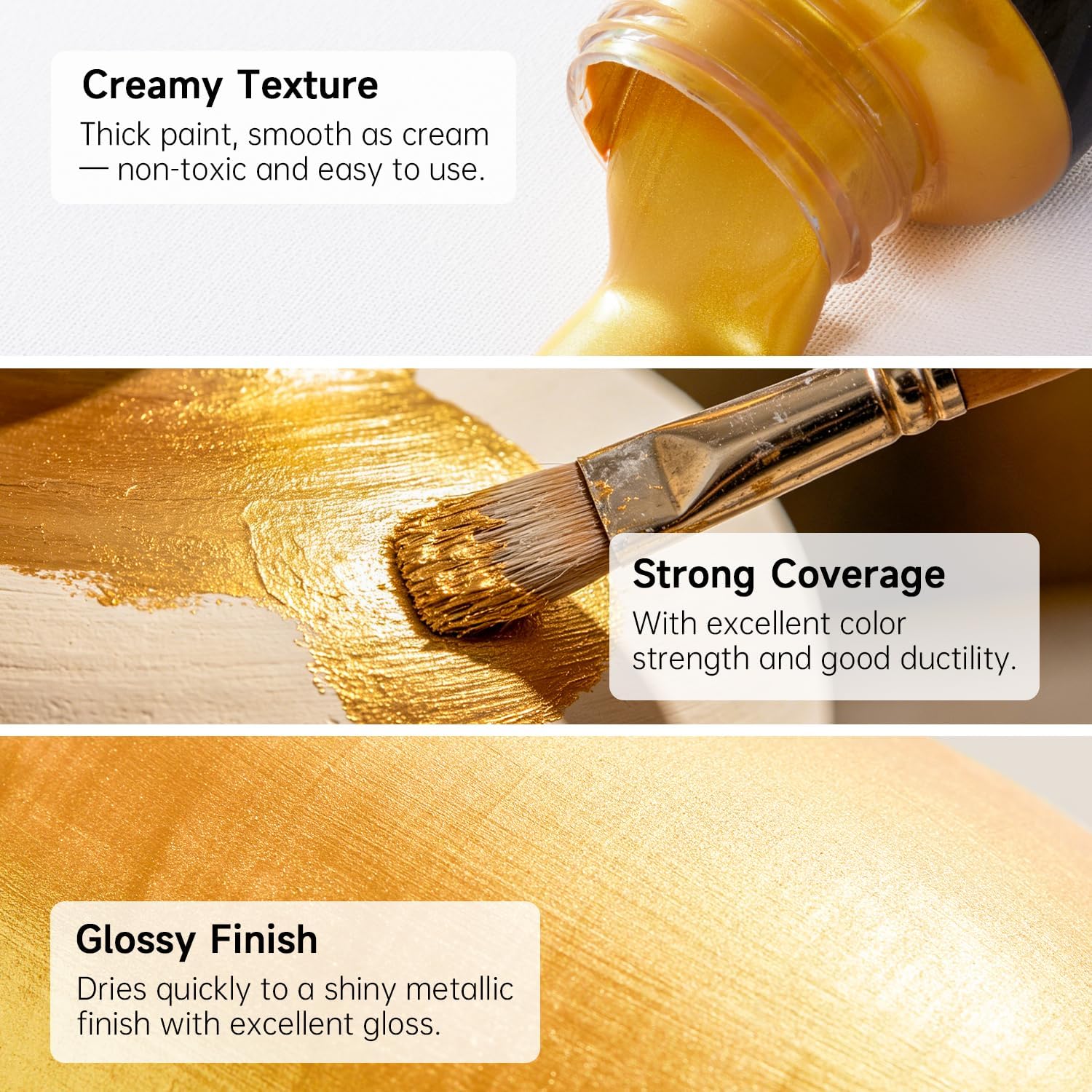 Detalle 2 de Shuttle Art Metallic Gold Acrylic Paint, 250 ml