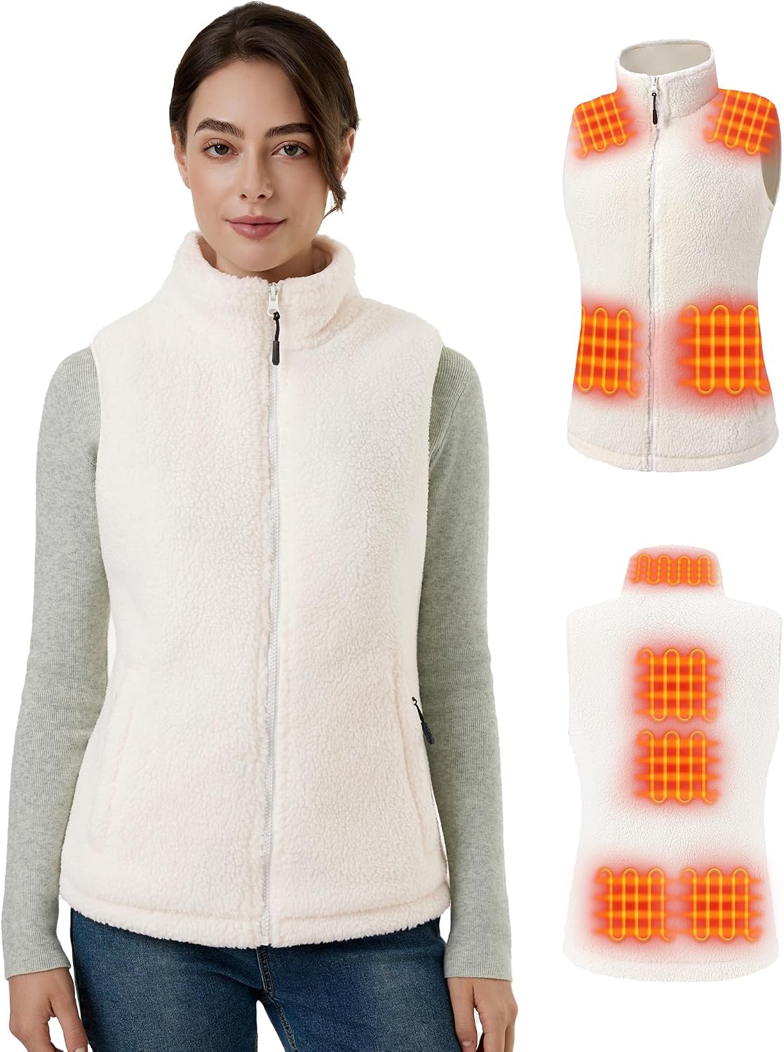 Detalle 1 de GOTOBI Beheizbare Fleece Weste Damen 16000 mAh