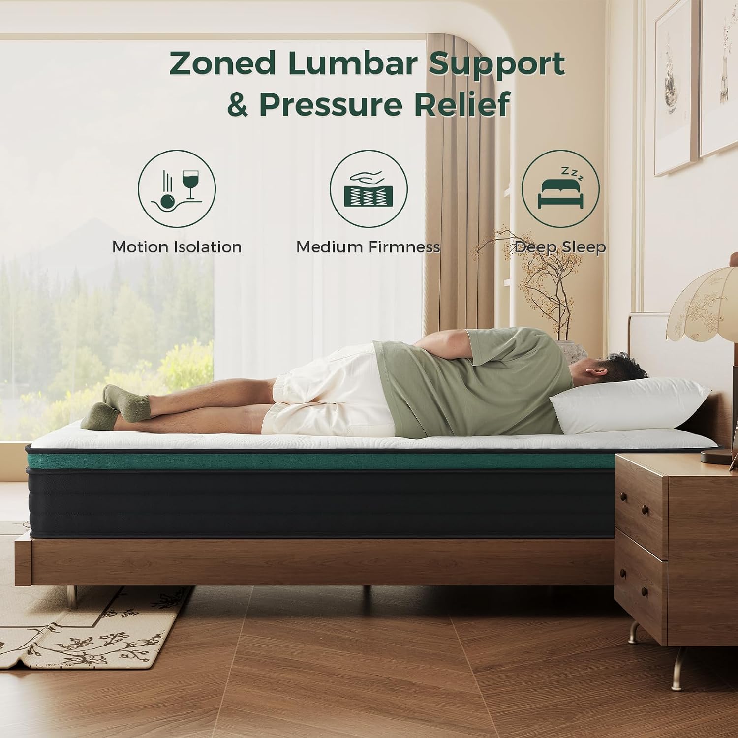 Thumbnail 5 de Inofia Small Double Mattress 4ft, 10.6in Hybrid with Zoned Pocket Spring