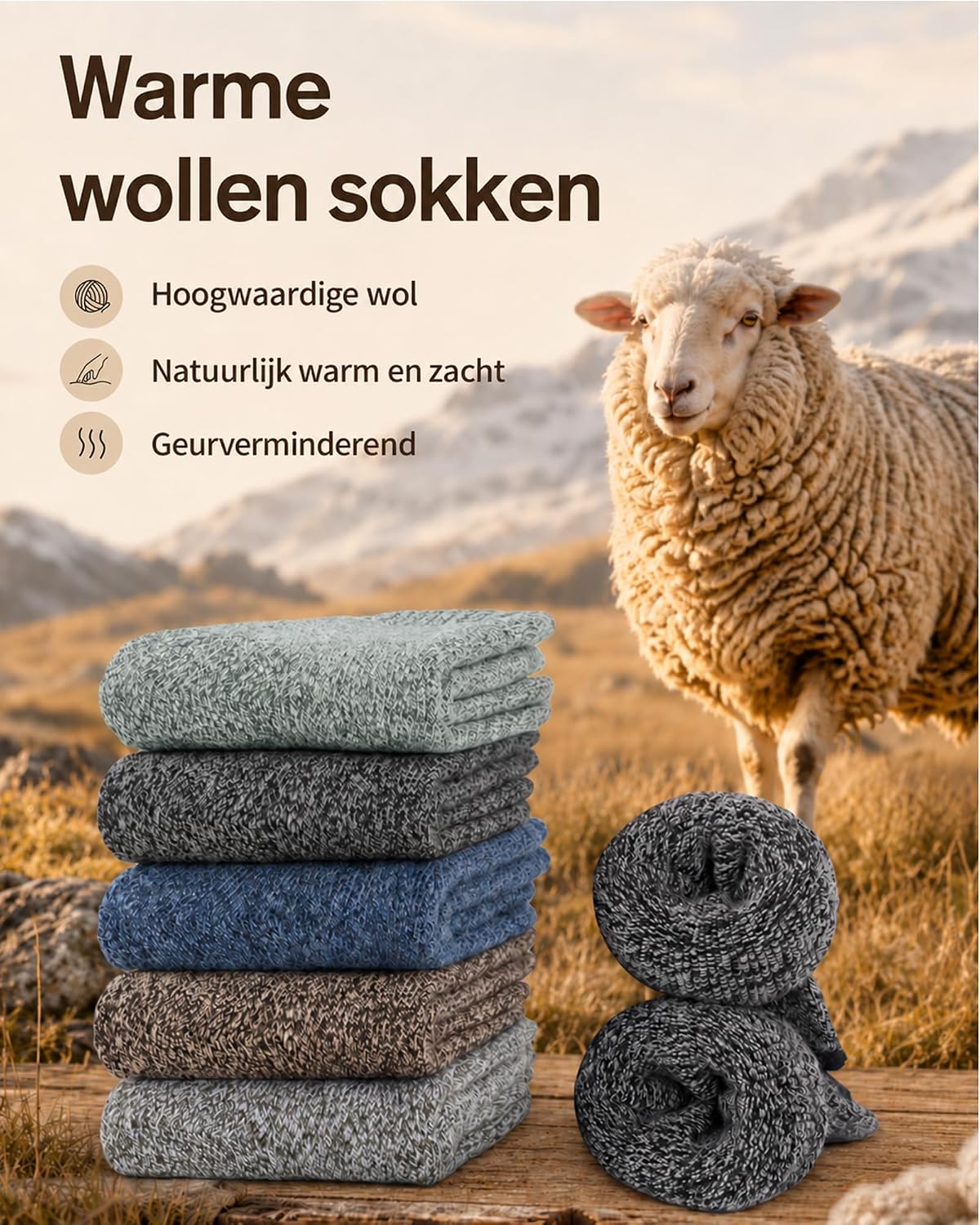 Detalle de SockWaddles thermosokken heren, 5 paar met dikke badstof binnenkant