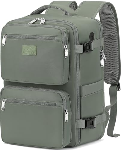 Detalle de LYNXCHER Mochila de cabina 45x36x20 cm para viaje y portátil 15.6'' – Verde claro