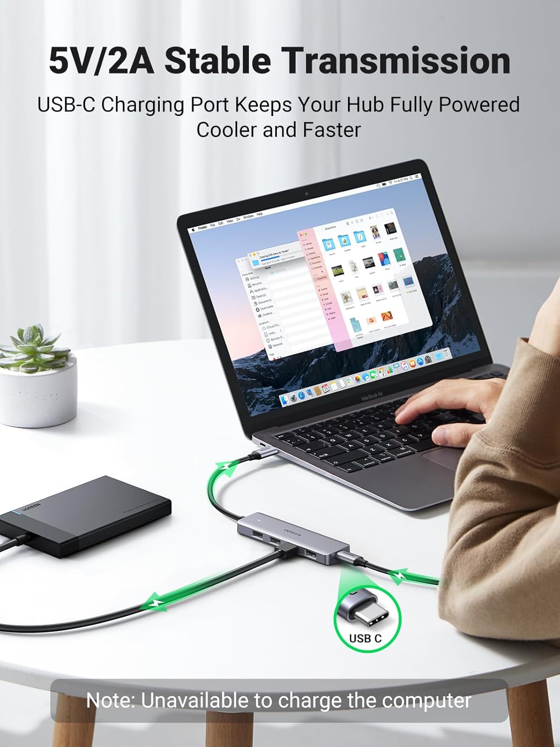 Detalle 2 de UGREEN USB C Hub 4‑port 5Gbps