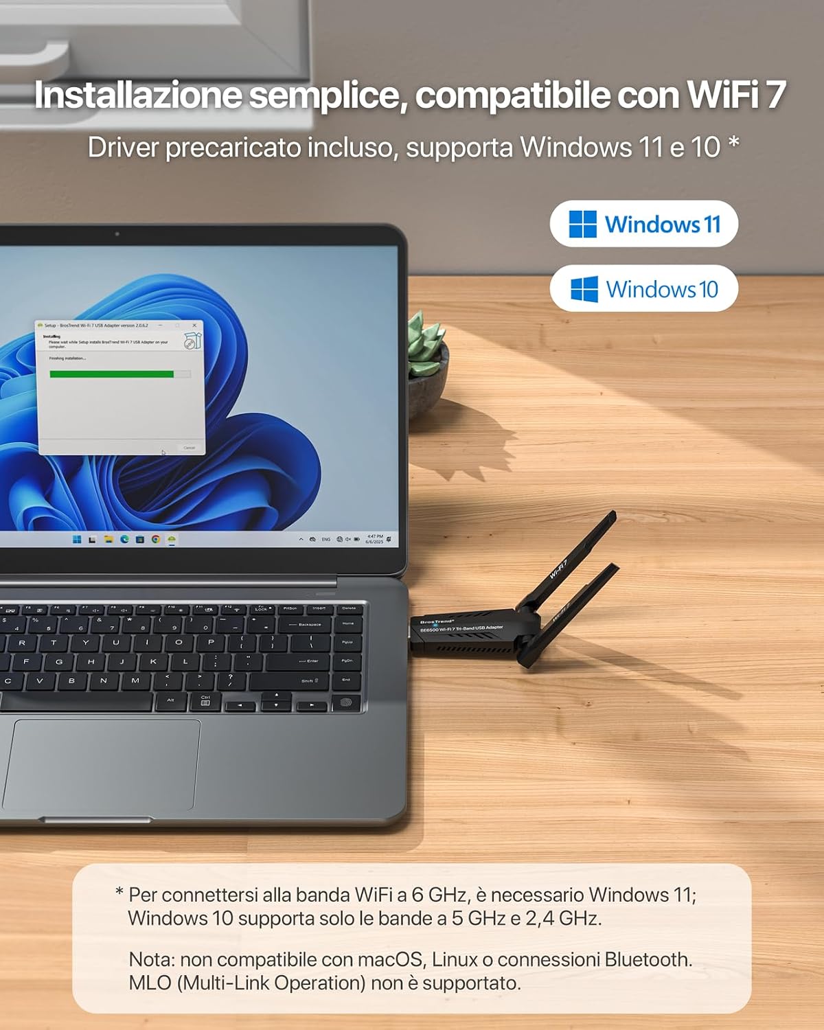 Thumbnail 5 de BrosTrend BE6 Adattatore Wi‑Fi 7 6,5 Gbps