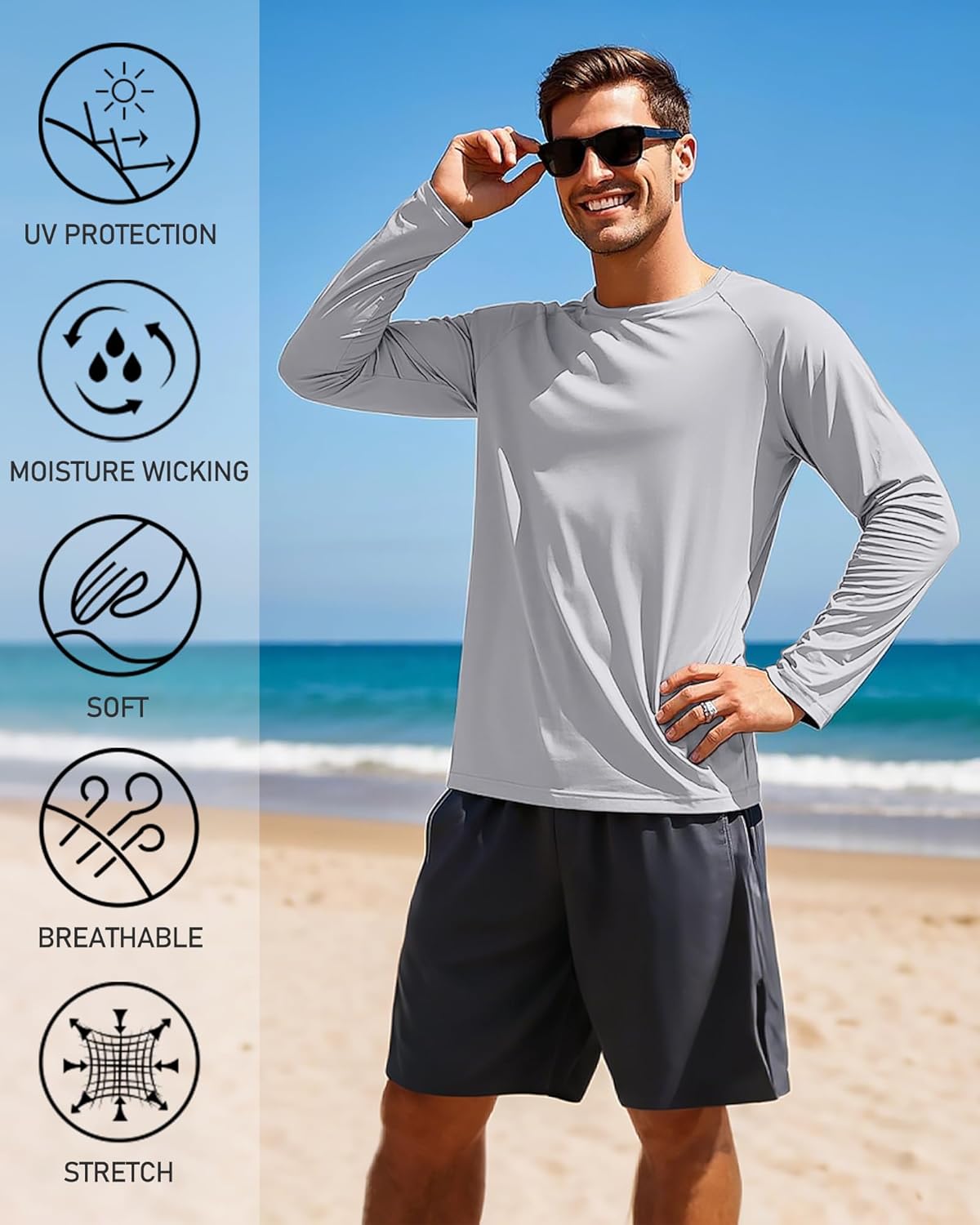 Thumbnail 2 de Tansozer Men’s UV Rash Vest UPF 50+ Long Sleeve (Quick-Dry) for Swimming & Outdoor Sports
