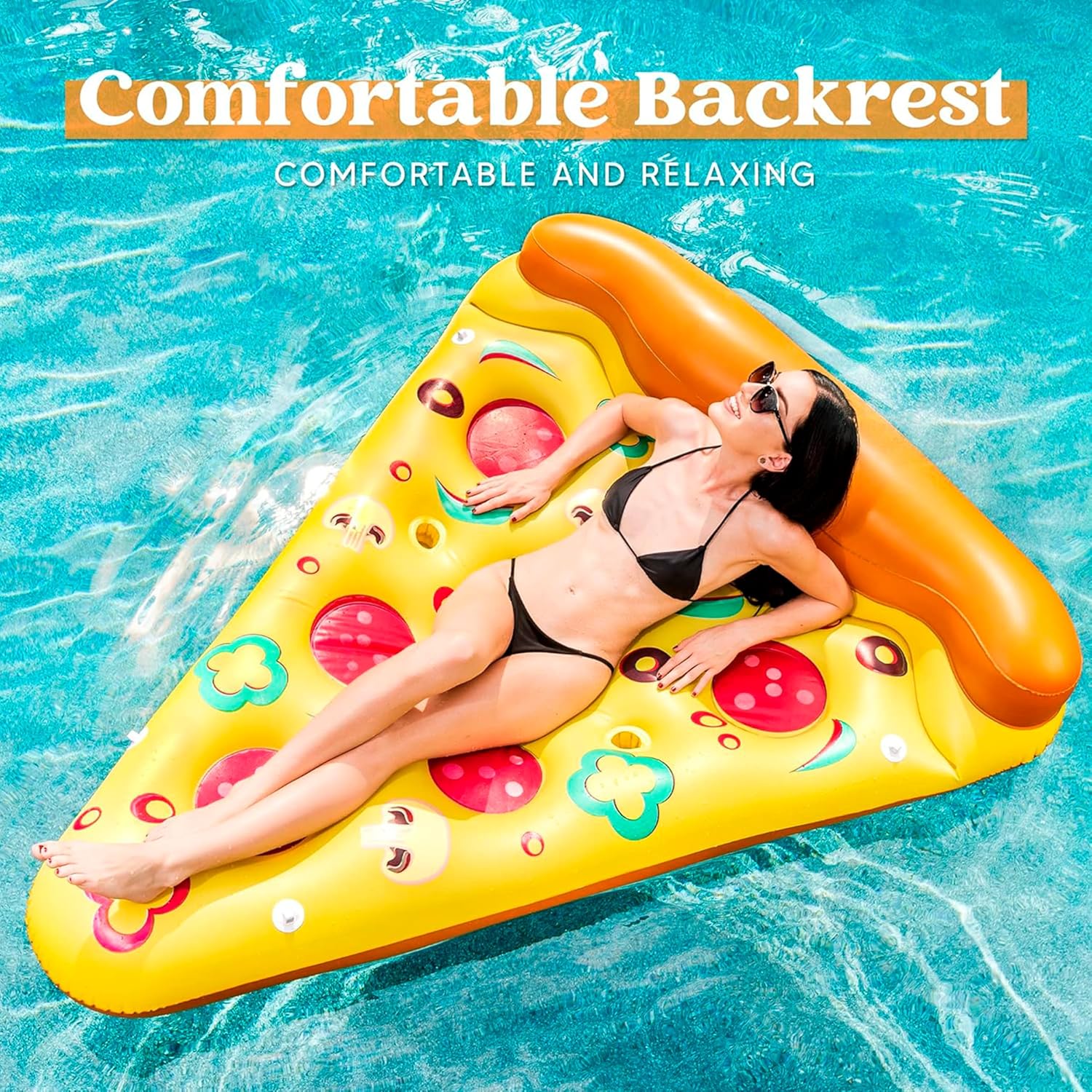 Thumbnail 1 de JOYIN Giant Inflatable Pizza Slice Pool Float (1 Pack) — Extra Large with Cup Holders