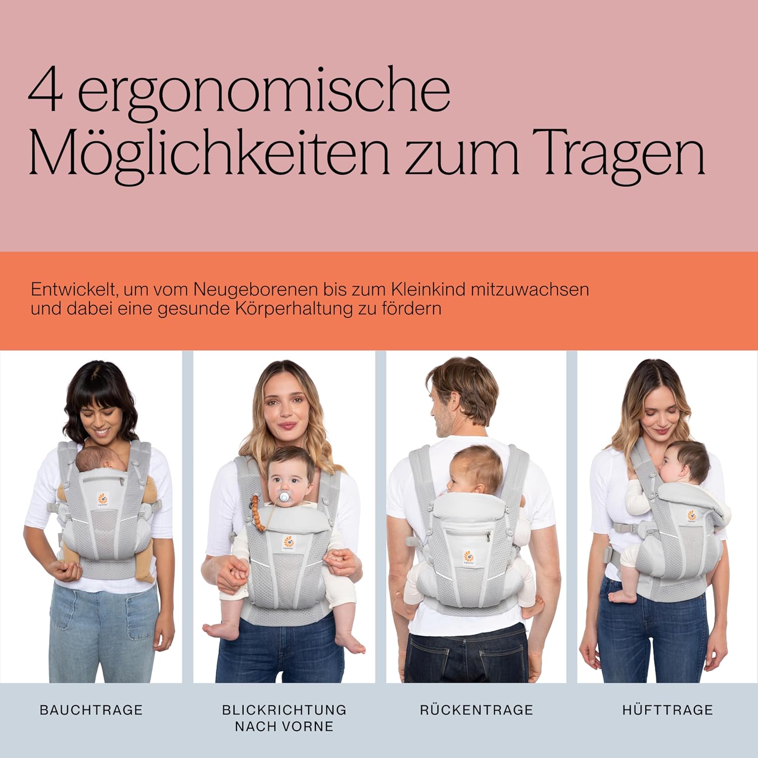 Thumbnail 4 de Ergobaby Omni Breeze Babytrage – 4 Positionen, Mesh-Atmungsaktiv, ergonomisch ab Geburt bis 20 kg
