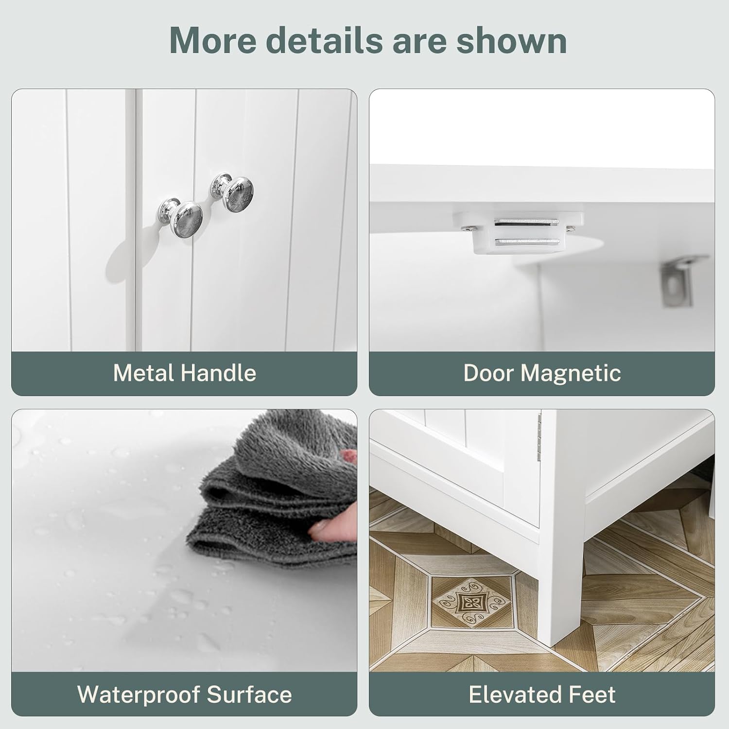 Thumbnail 6 de TEENFON Pedestal Sink Storage Cabinet, White