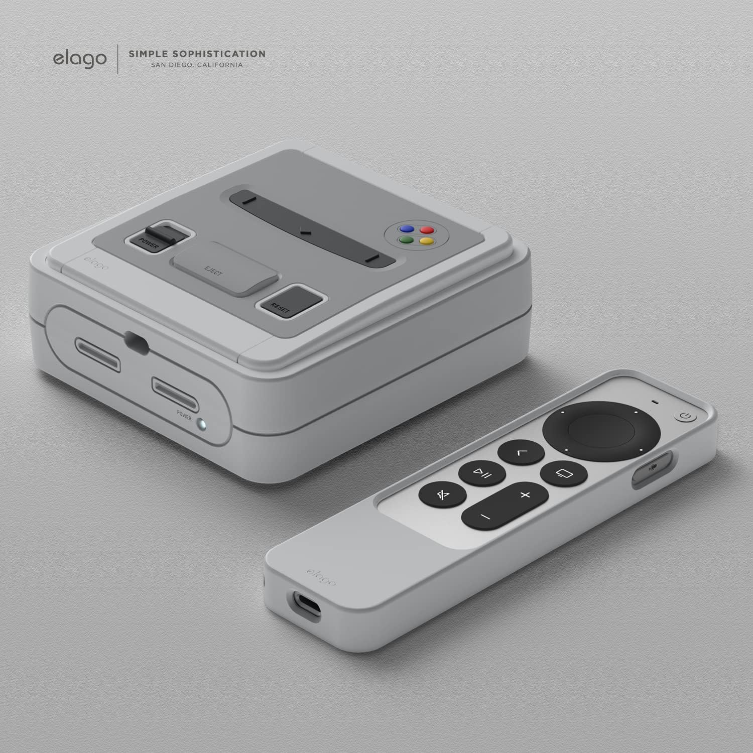Detalle 2 de elago T4 Case for Apple TV 4K (3rd Generation, 2022) in Light Grey — IR sensor cut-out & LED cut-out