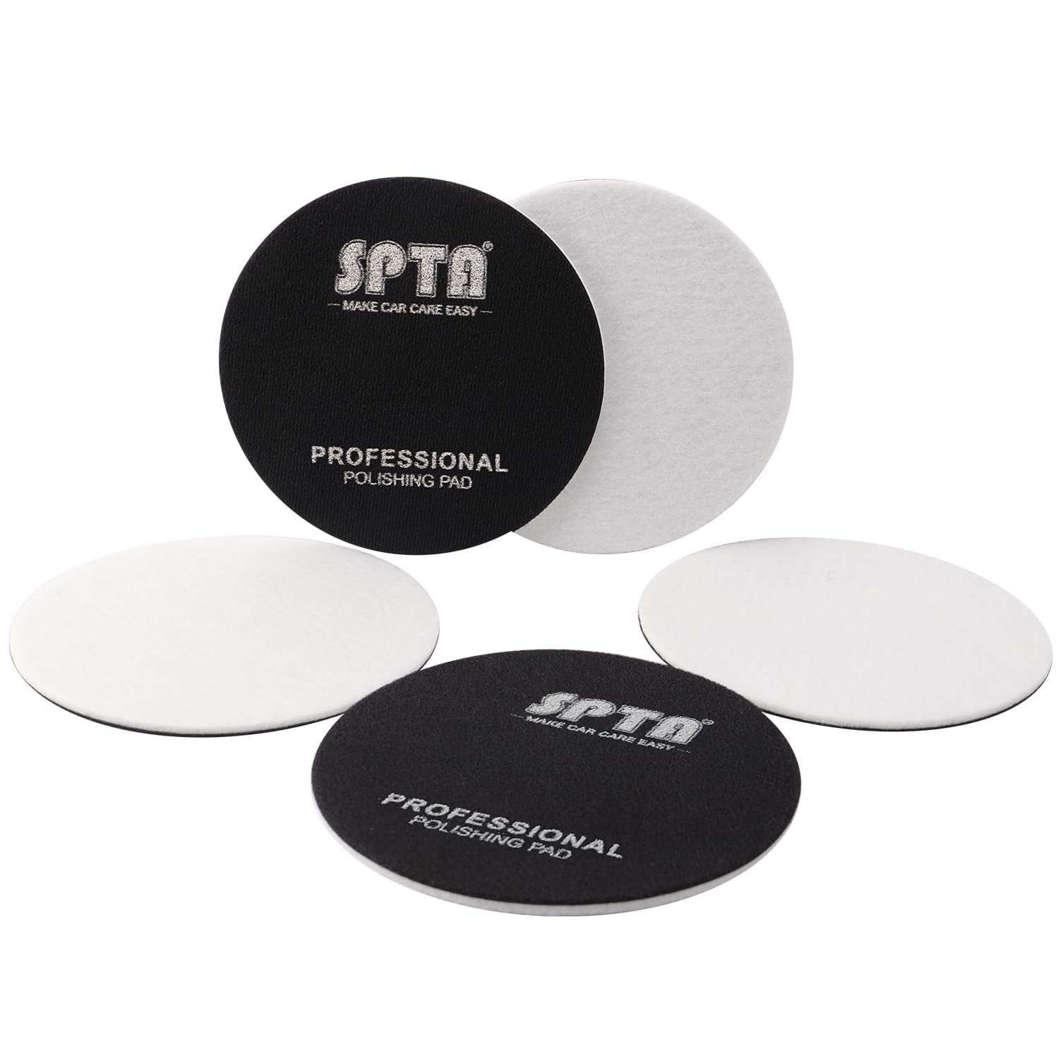 SPTA 5 Pc 6" (150mm) Car Glass Polishing Discs Microfiber Buffing Pad Kit for Scratch & Water Spot Removal