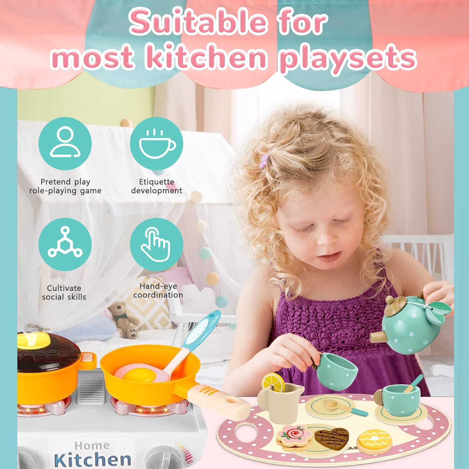 Detalle 2 de Wooden Tea Set play kitchen accessories 3