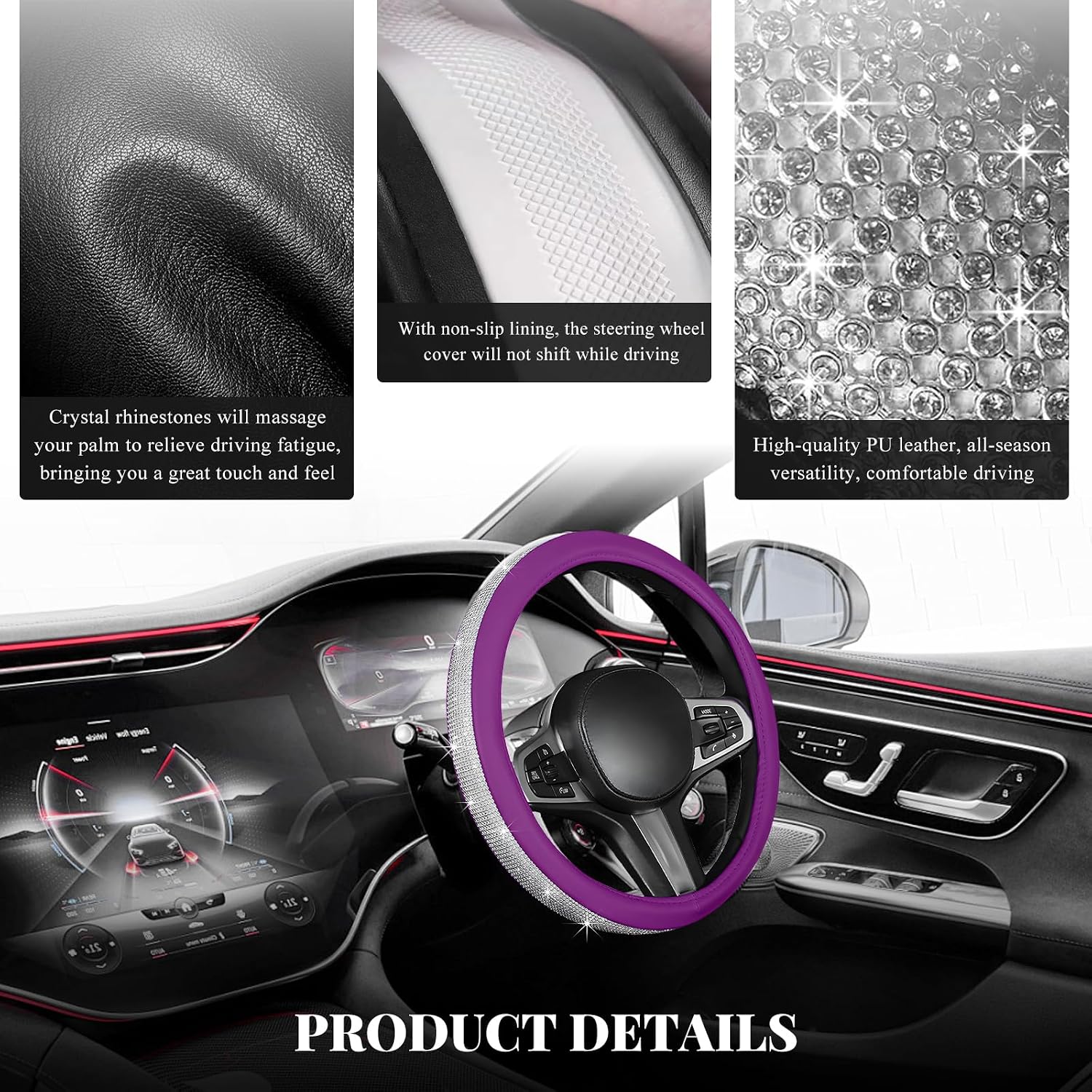 Detalle de LSKASELUE Steering Wheel Cover, 15 Inch