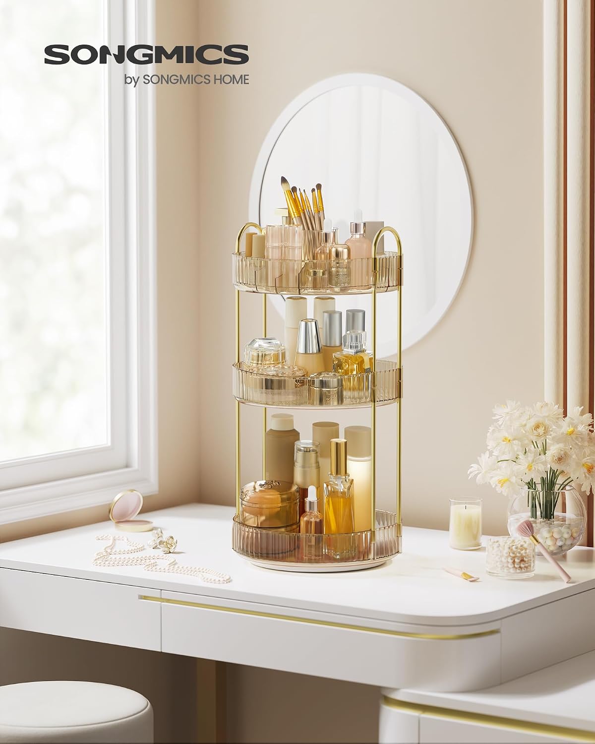 Detalle de SONGMICS Rotating Makeup Organiser 3-Tier