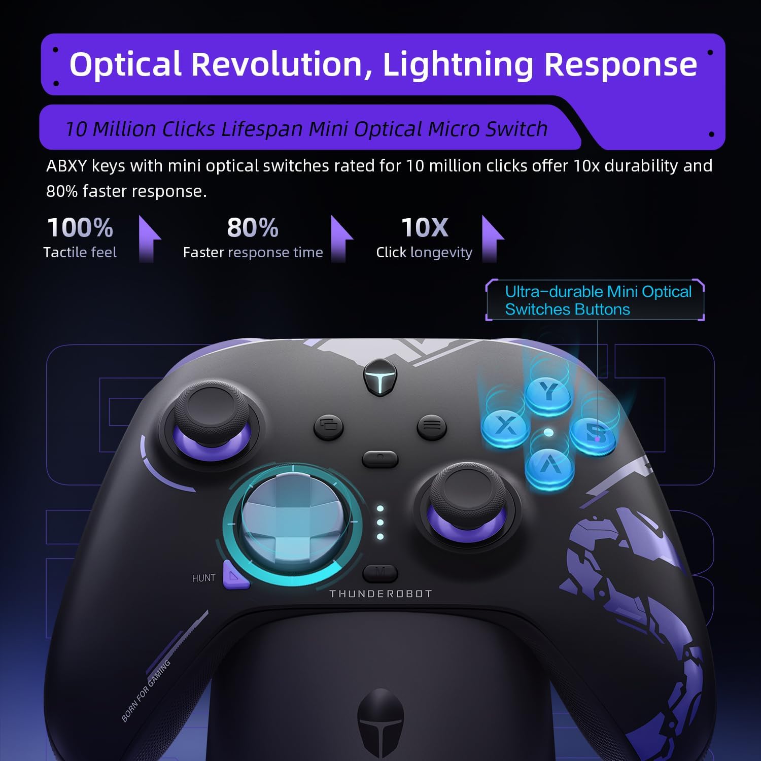 Detalle 2 de Thunderobot G80 Controller PC – RGB-Ladestation, Hall-Joystick & -Trigger, 6-Achsen-Sensor für Windows, Switch, iOS & Android