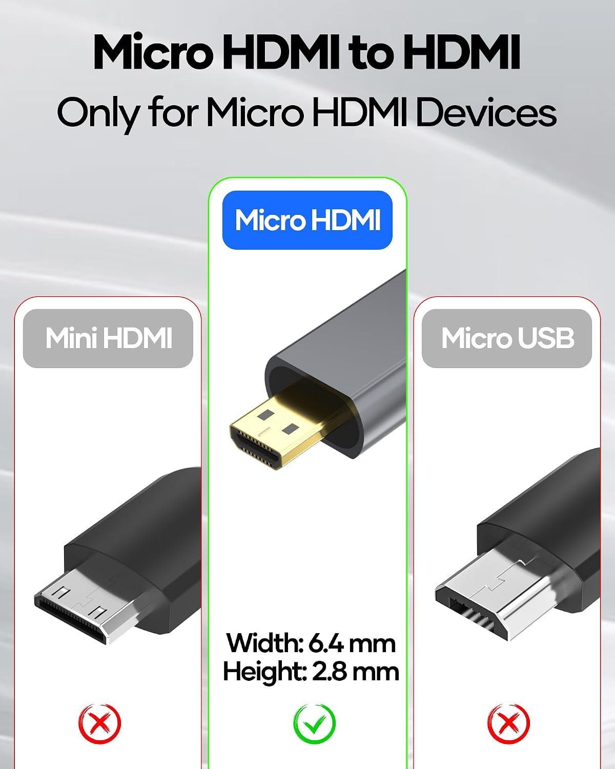 Detalle 2 de ziwodiv Micro HDMI auf HDMI Kabel 2M 4K@60Hz