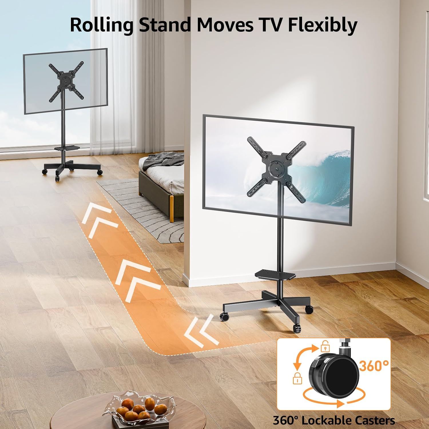 Thumbnail 6 de ELIVED EV2114B Mobile TV Stand on Wheels for 23–60 Inch Televisions