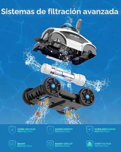 Detalle de WYBOT Robot limpiafondos de piscina sin cable — 130 minutos, hasta 100㎡