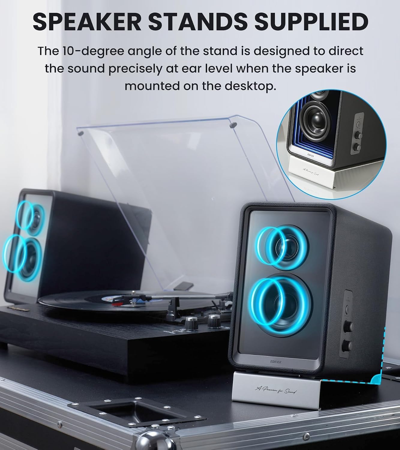 Thumbnail 5 de Edifier QR65 desktop active monitor speakers with 2.75-inch long-throw drivers, Bluetooth and built-in lighting (Black)