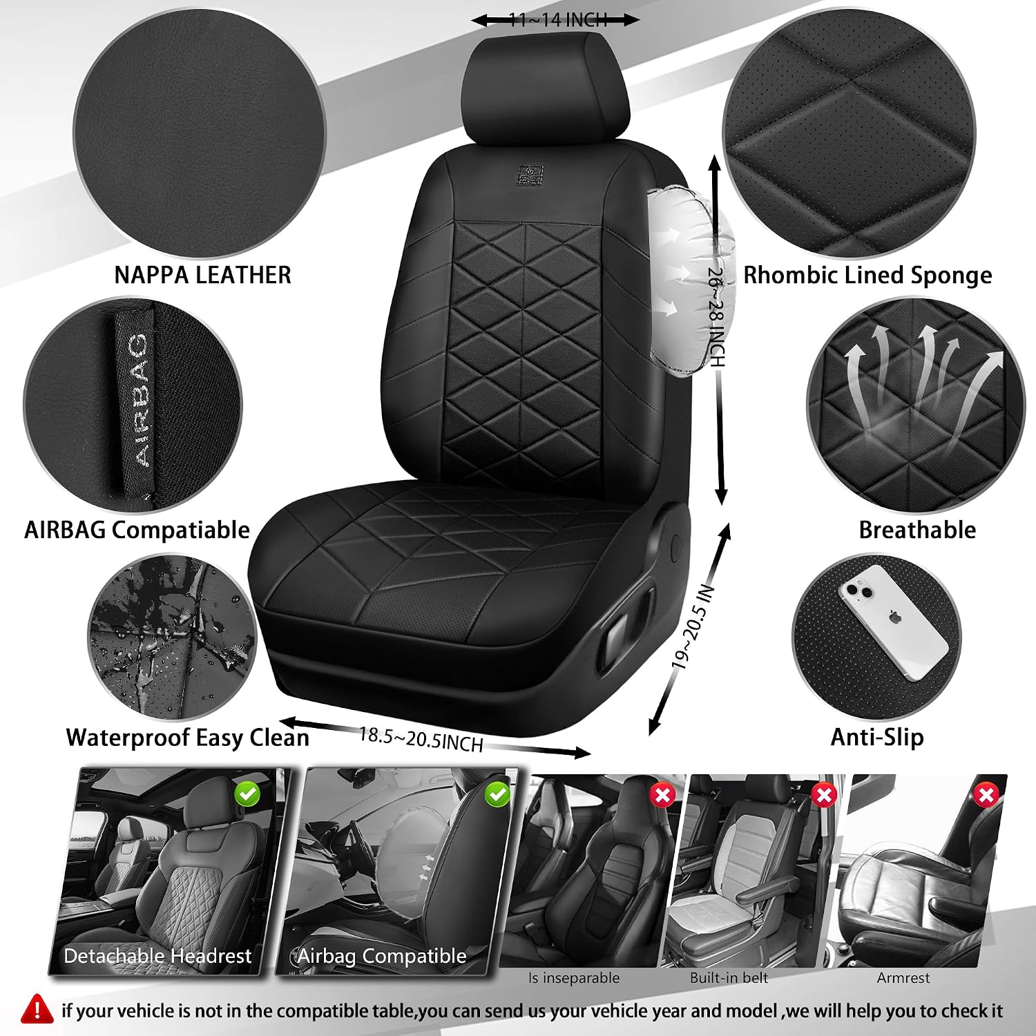 Detalle 1 de Car Pass Nappa leather waterproof seat covers