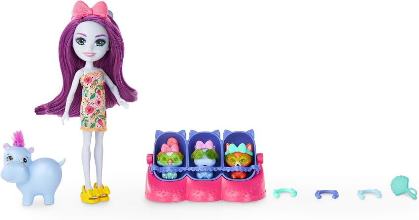 Detalle de Mattel HNW97 Enchantimals Hedda Hippo y su hipopótamo 🦛